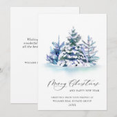 Elegant Pine Tree kerst Corporate Greening Feestdagenkaart (Voorkant / Achterkant)