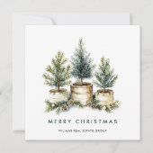 Elegant Pine Tree kerst Corporate Greening Feestdagenkaart (Voorkant)
