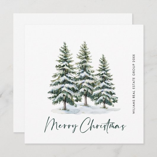 Elegant Pine Tree kerst Corporate Greening Feestdagenkaart (Voorkant / Achterkant)