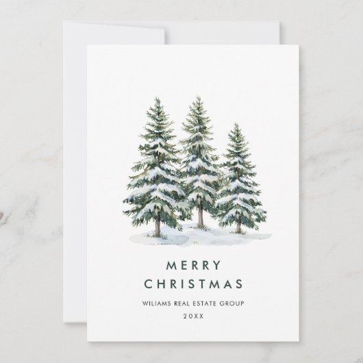 Elegant Pine Tree kerst Corporate Greening Feestdagenkaart (Voorkant)