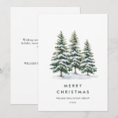 Elegant Pine Tree kerst Corporate Greening Feestdagenkaart (Voorkant / Achterkant)