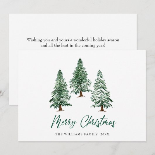 Elegant Pine Tree kerst Corporate Greening Feestdagenkaart (Voorkant / Achterkant)