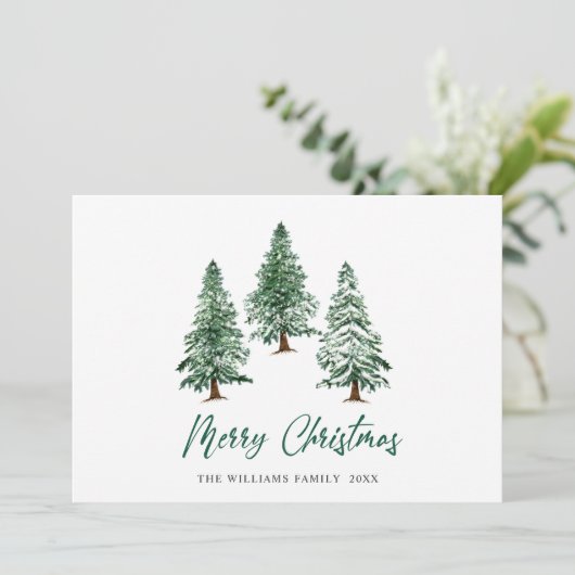 Elegant Pine Tree kerst Corporate Greening Feestdagenkaart (Staand voorkant)