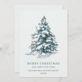 Elegant Pine Tree kerst Corporate Greening Feestdagenkaart (Voorkant / Achterkant)