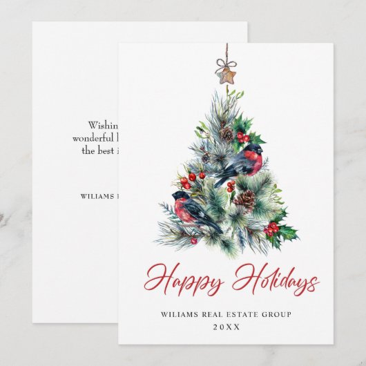 Elegant Pine Tree kerst Corporate Greening Feestdagenkaart (Voorkant / Achterkant)