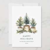 Elegant Pine Tree kerst Corporate Greening Feestdagenkaart (Voorkant)