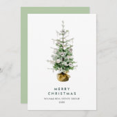 Elegant Pine Tree kerst Corporate Greening Feestdagenkaart (Voorkant / Achterkant)