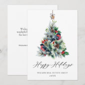 Elegant Pine Tree kerst Corporate Greening Feestdagenkaart (Voorkant / Achterkant)