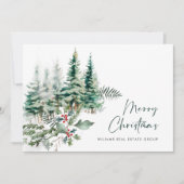 Elegant Pine Tree kerst Corporate Greening Feestdagenkaart (Voorkant)