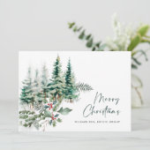 Elegant Pine Tree kerst Corporate Greening Feestdagenkaart (Staand voorkant)