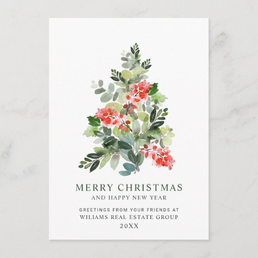 Elegant Pine Tree kerst Corporate Greening Feestdagenkaart (Voorkant)