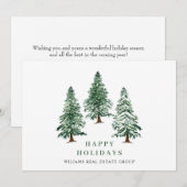 Elegant Pine Tree kerst Corporate Greening Feestdagenkaart (Voorkant / Achterkant)