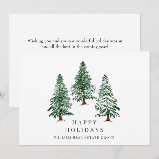 Elegant Pine Tree kerst Corporate Greening Feestdagenkaart (Voorkant / Achterkant)