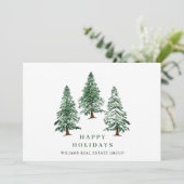 Elegant Pine Tree kerst Corporate Greening Feestdagenkaart (Staand voorkant)