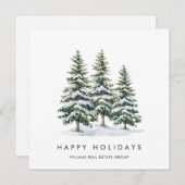 Elegant Pine Tree kerst Corporate Greening Feestdagenkaart (Voorkant / Achterkant)