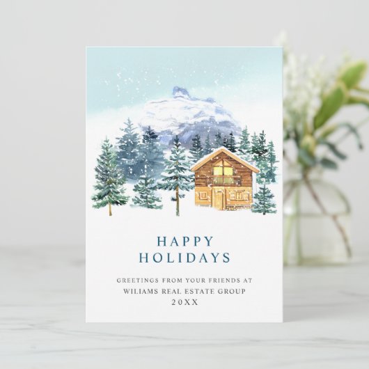 Elegant Pine Tree kerst Corporate Greening Feestdagenkaart (Staand voorkant)