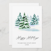 Elegant Pine Tree kerst Corporate Greening Feestdagenkaart (Voorkant / Achterkant)