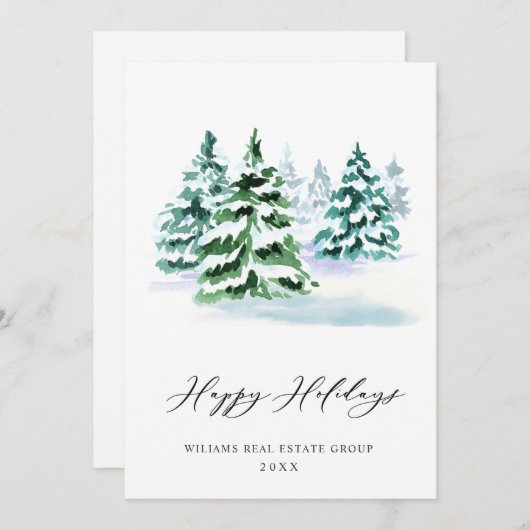 Elegant Pine Tree kerst Corporate Greening Feestdagenkaart (Voorkant / Achterkant)