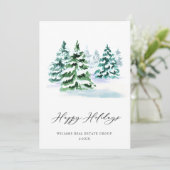 Elegant Pine Tree kerst Corporate Greening Feestdagenkaart (Staand voorkant)