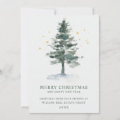 Elegant Pine Tree kerst Corporate Greening Feestdagenkaart (Voorkant)
