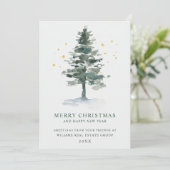 Elegant Pine Tree kerst Corporate Greening Feestdagenkaart (Staand voorkant)