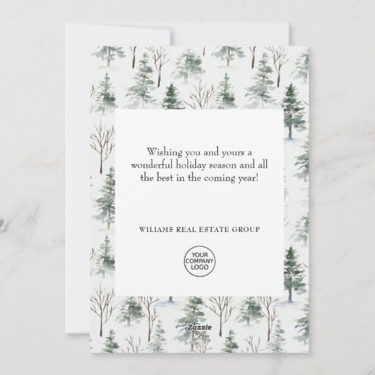 Elegant Pine Tree kerst Corporate Greening Feestdagenkaart (Achterkant)