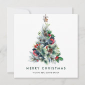 Elegant Pine Tree kerst Corporate Greening Feestdagenkaart (Voorkant)