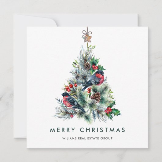 Elegant Pine Tree kerst Corporate Greening Feestdagenkaart (Voorkant)