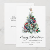Elegant Pine Tree kerst Corporate Greening Feestdagenkaart (Voorkant / Achterkant)