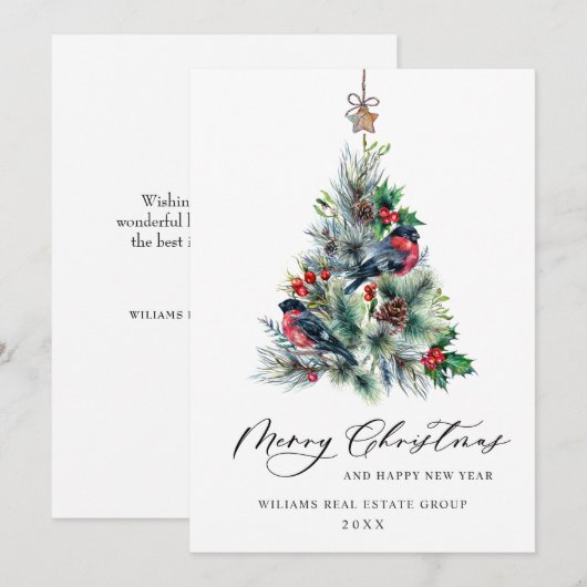 Elegant Pine Tree kerst Corporate Greening Feestdagenkaart (Voorkant / Achterkant)