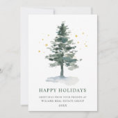 Elegant Pine Tree kerst Corporate Greening Feestdagenkaart (Voorkant)