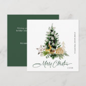 Elegant Pine Tree kerst Corporate Greening Feestdagenkaart (Voorkant / Achterkant)
