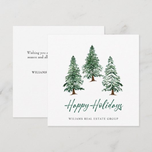 Elegant Pine Tree kerst Corporate Greening Feestdagenkaart (Voorkant / Achterkant)