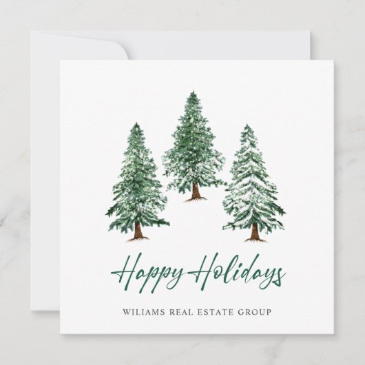 Elegant Pine Tree kerst Corporate Greening Feestdagenkaart (Voorkant)