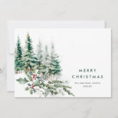 Elegant Pine Tree kerst Corporate Greening Feestdagenkaart (Voorkant)