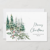Elegant Pine Tree kerst Corporate Greening Feestdagenkaart (Voorkant)