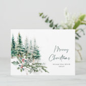 Elegant Pine Tree kerst Corporate Greening Feestdagenkaart (Staand voorkant)