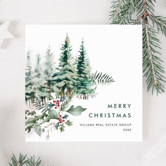 Elegant Pine Tree kerst Corporate Greening Feestdagenkaart