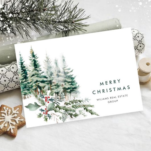 Elegant Pine Tree kerst Corporate Greening Feestdagenkaart