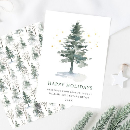 Elegant Pine Tree kerst Corporate Greening Feestdagenkaart