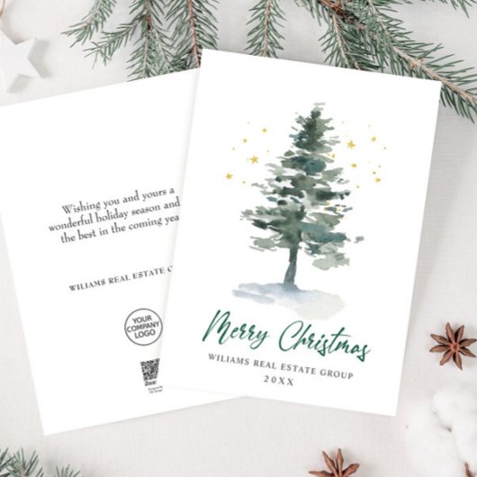 Elegant Pine Tree kerst Corporate Greening Feestdagenkaart