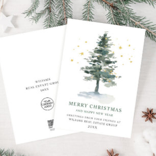 Elegant Pine Tree kerst Corporate Greening Feestdagenkaart