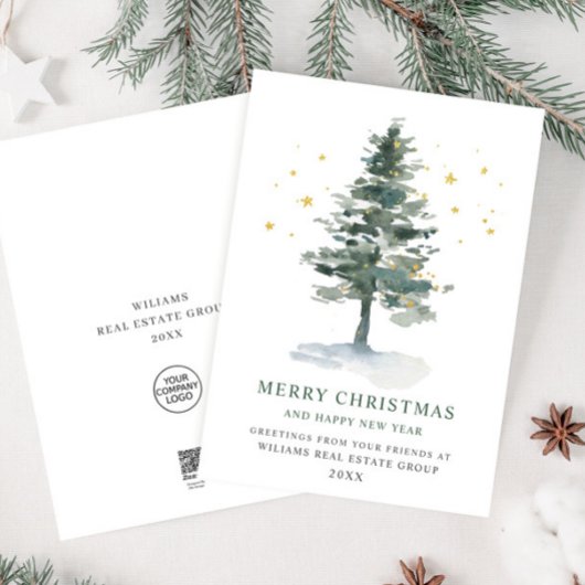 Elegant Pine Tree kerst Corporate Greening Feestdagenkaart