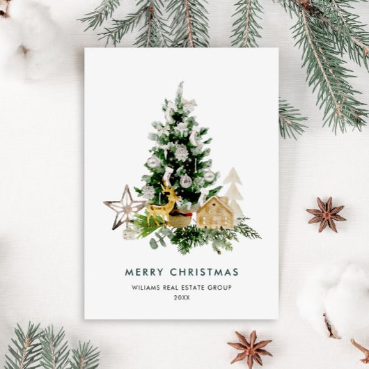 Elegant Pine Tree kerst Corporate Greening Feestdagenkaart