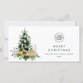 Elegant Pine Tree kerst Corporate Greening Feestdagenkaart (Voorkant)