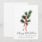 Elegant Pine Tree kerst Corporate Greening Feestdagenkaart (Voorkant / Achterkant)