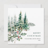 Elegant Pine Tree kerst Corporate Greening Feestdagenkaart (Voorkant)