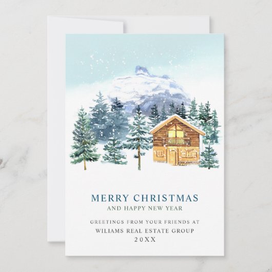 Elegant Pine Tree kerst Corporate Greening Feestdagenkaart (Voorkant)