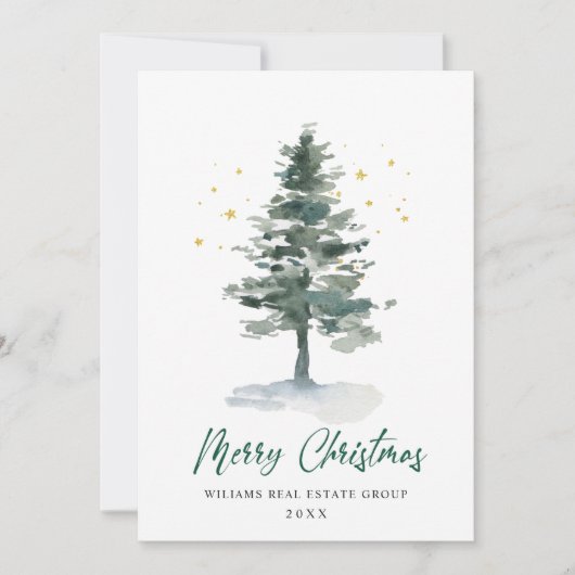 Elegant Pine Tree kerst Corporate Greening Feestdagenkaart (Voorkant)