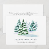 Elegant Pine Tree kerst Corporate Greening Feestdagenkaart (Voorkant / Achterkant)